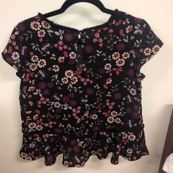 Black flower pattern dress top - Picture 4 of 4